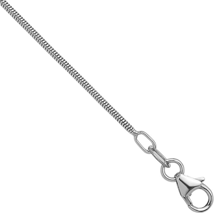 14K Solid White Gold 1.2mm Cubetto Omega Snake Chain Herringbone Necklace