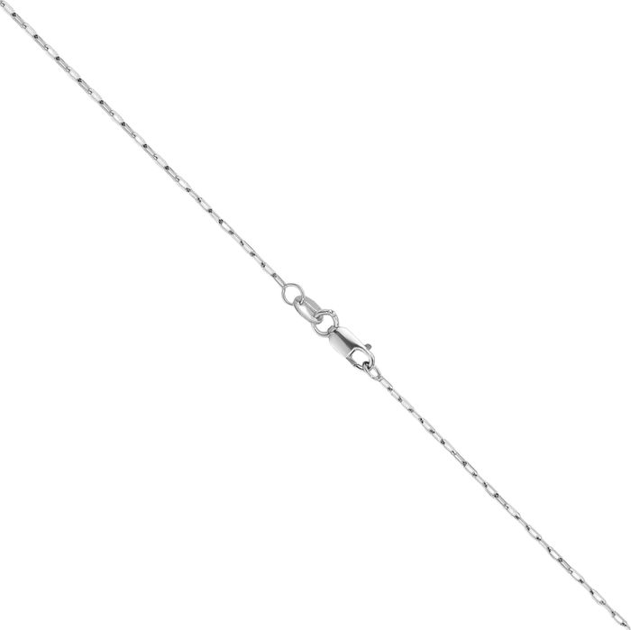 14K Solid White Gold 1.2mm Oval Cable Rolo Link Chain Belcher Necklace