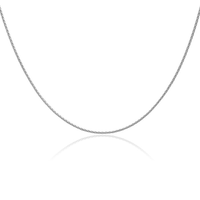 14K Solid White Gold 1.2mm Parisian Spiga Wheat Link Chain Necklace