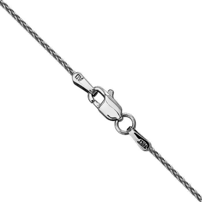 14K Solid White Gold 1.2mm Parisian Spiga Wheat Link Chain Necklace