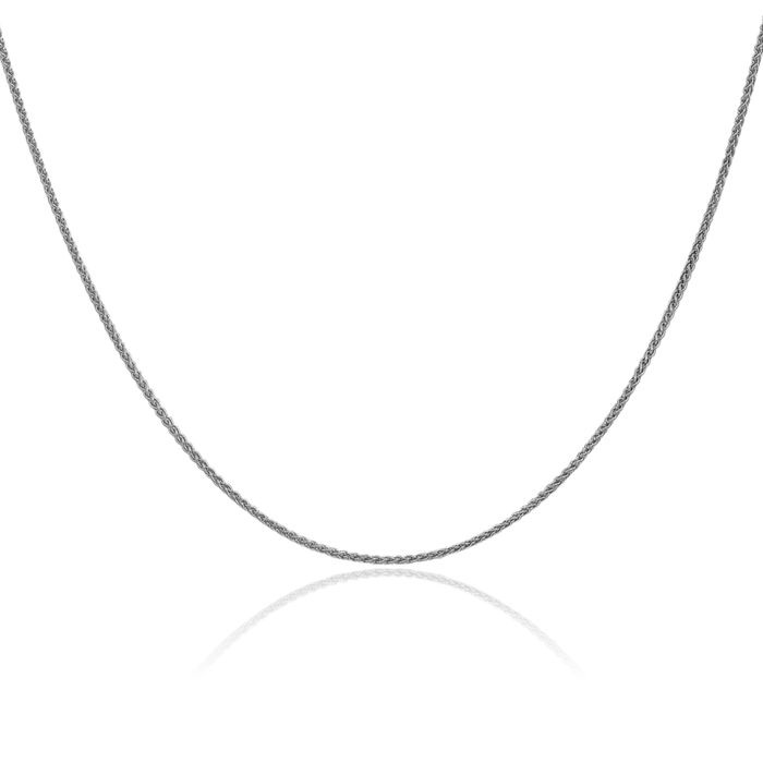 14K Solid White Gold 1.2mm Spiga Wheat Link Chain Necklace