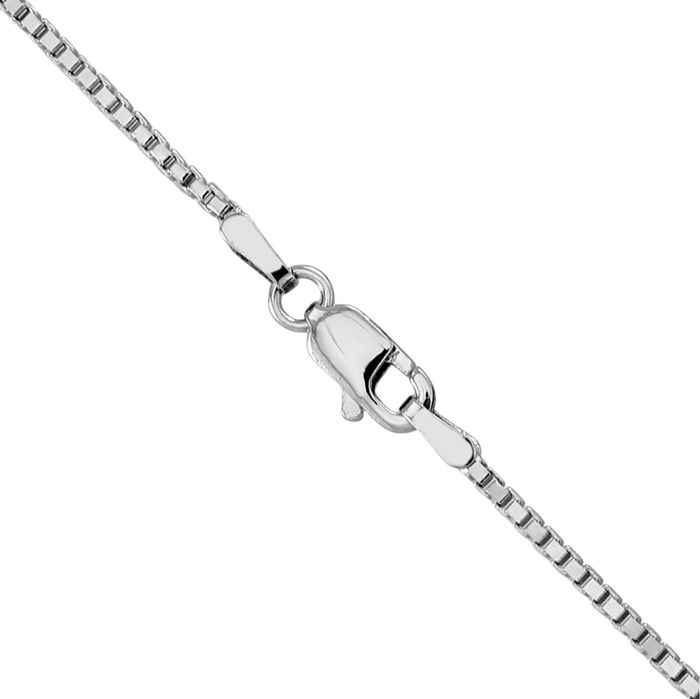 14K Solid White Gold 1.3mm Box Link Chain Necklace