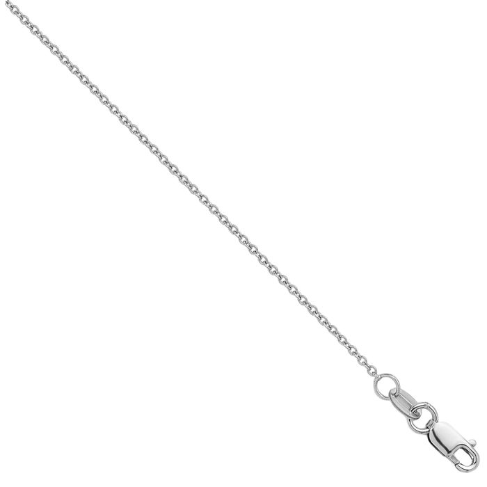 14K Solid White Gold 1.3mm Cable Rolo Link Chain Belcher Necklace