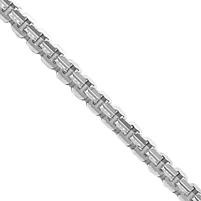 14K Solid White Gold 1.3mm Concave Box Link Chain Necklace