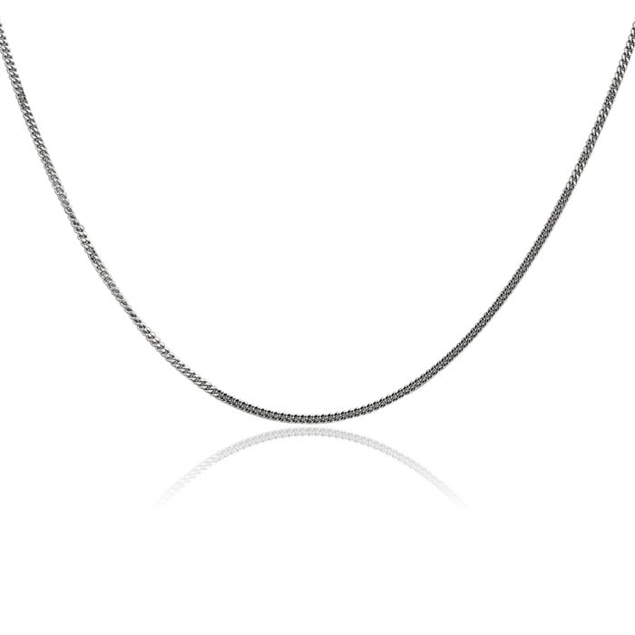 14K Solid White Gold 1.4mm Curb Link Chain Necklace