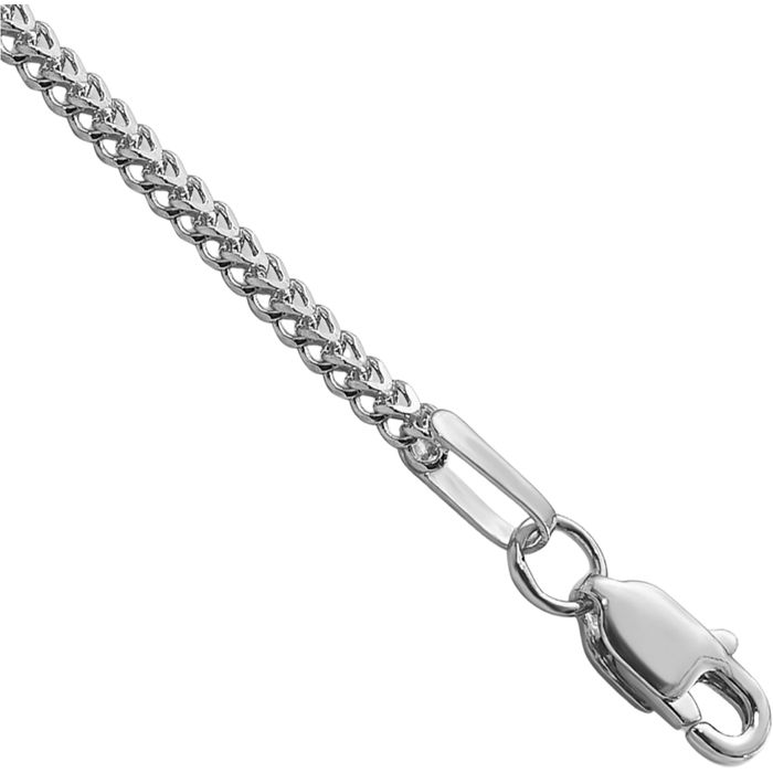 14K Solid White Gold 1.3mm Franco Link Chain Bracelet