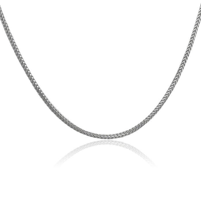 14K Solid White Gold 1.3mm Franco Link Chain Necklace