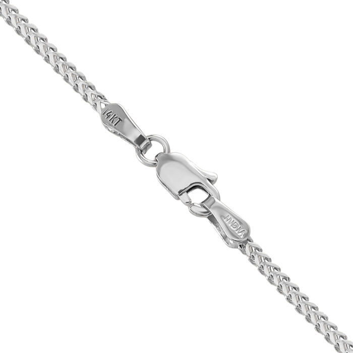 14K Solid White Gold 1.3mm Franco Link Chain Necklace