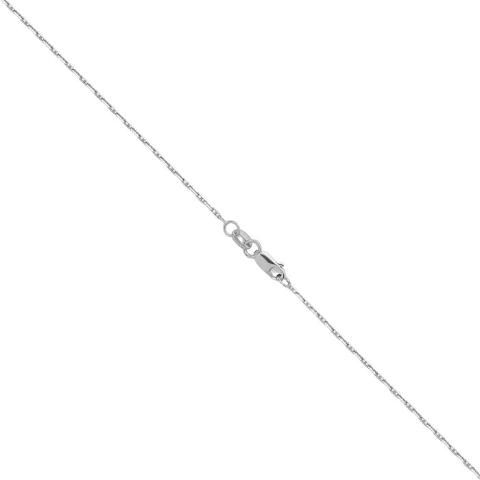 14K Solid White Gold 1.3mm Anchor Mariner Link Chain Necklace