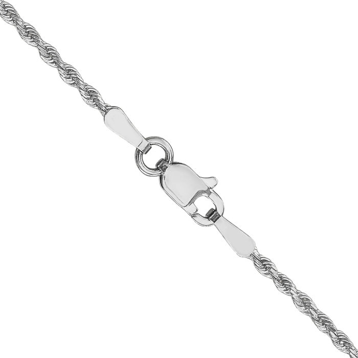 14K Solid White Gold 1.3mm Rope Chain Twisted Link Necklace