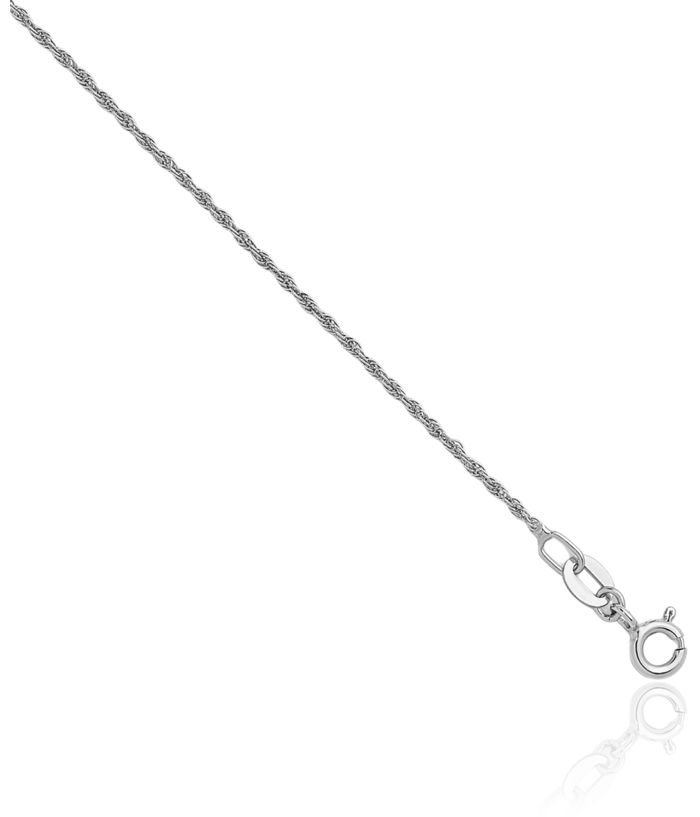 14K Solid White Gold 1.3mm Rope Chain Twisted Link Necklace