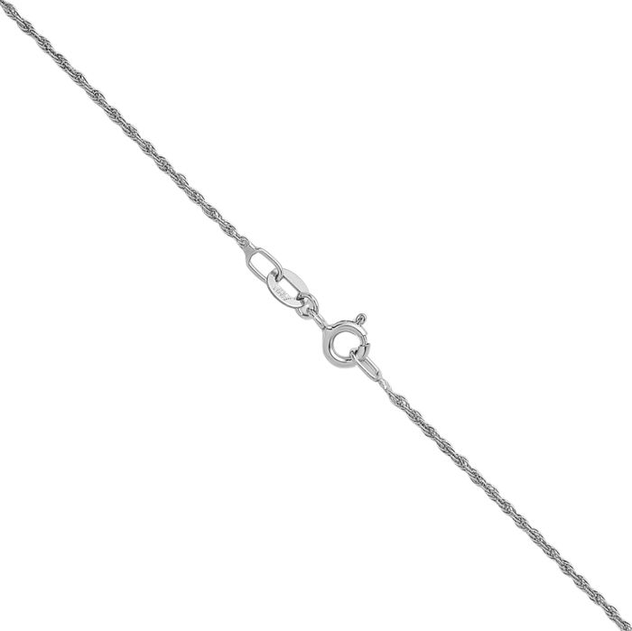 14K Solid White Gold 1.3mm Rope Chain Twisted Link Necklace