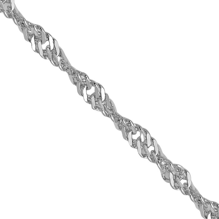 14K Solid White Gold 1.3mm Singapore Chain Necklace