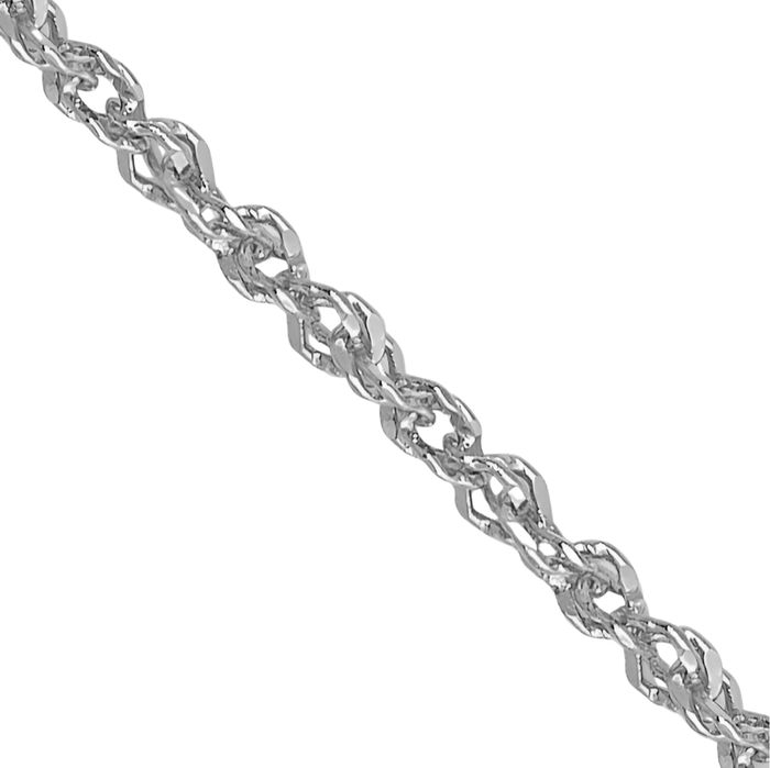 14K Solid White Gold 1.3mm Sparkle Singapore Chain Necklace