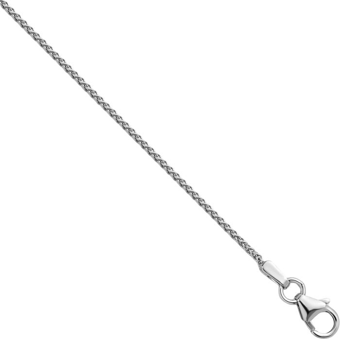 14K Solid White Gold 1.3mm Spiga Wheat Link Chain Necklace