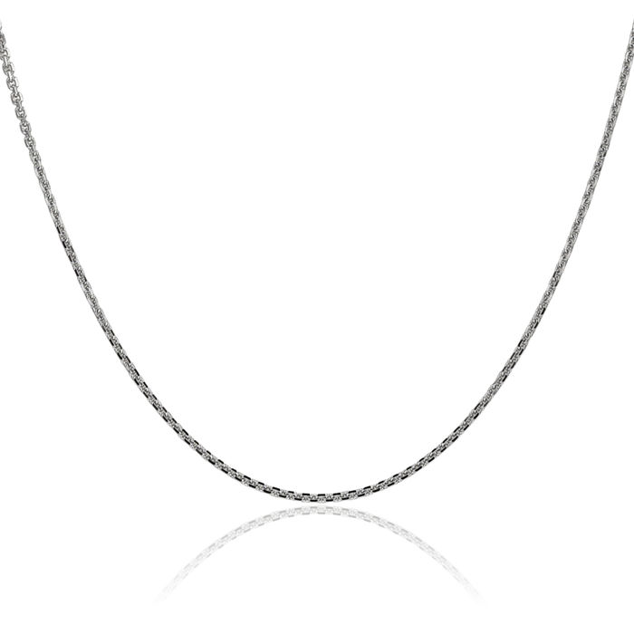 14K Solid White Gold 1.45mm Cable Rolo Link Chain Belcher Necklace