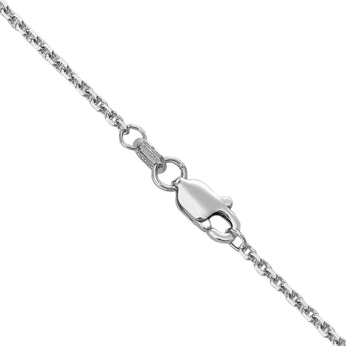 14K Solid White Gold 1.45mm Cable Rolo Link Chain Belcher Necklace