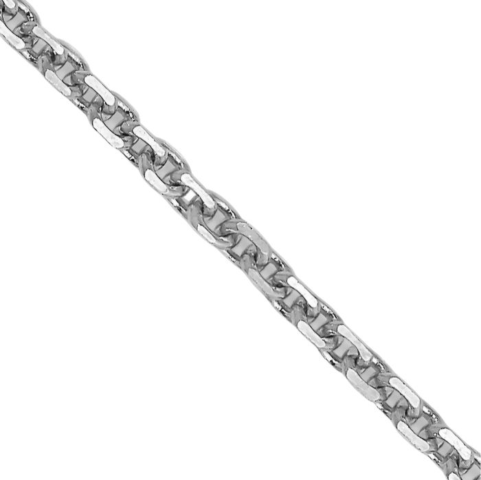 14K Solid White Gold 1.45mm Cable Rolo Link Chain Belcher Necklace