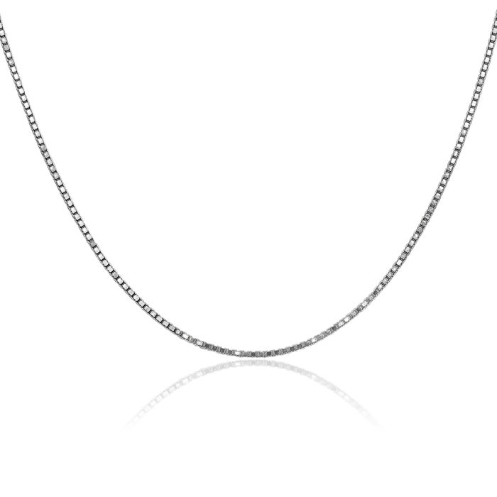 14K Solid White Gold 1.4mm Box Link Chain Necklace