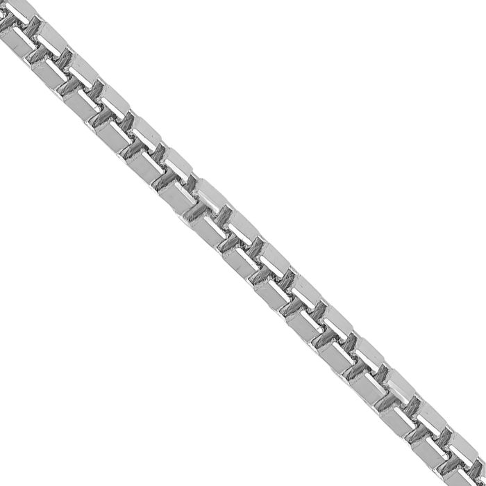14K Solid White Gold 1.4mm Box Link Chain Necklace