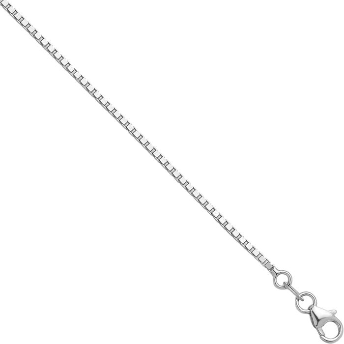 14K Solid White Gold 1.4mm Box Link Chain Necklace