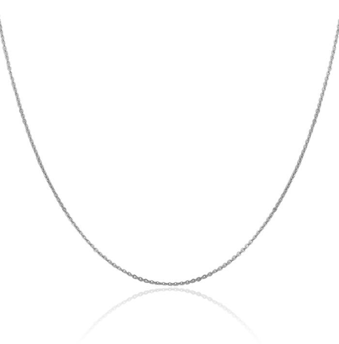 14K Solid White Gold 1.4mm Cable Rolo Link Chain Belcher Necklace