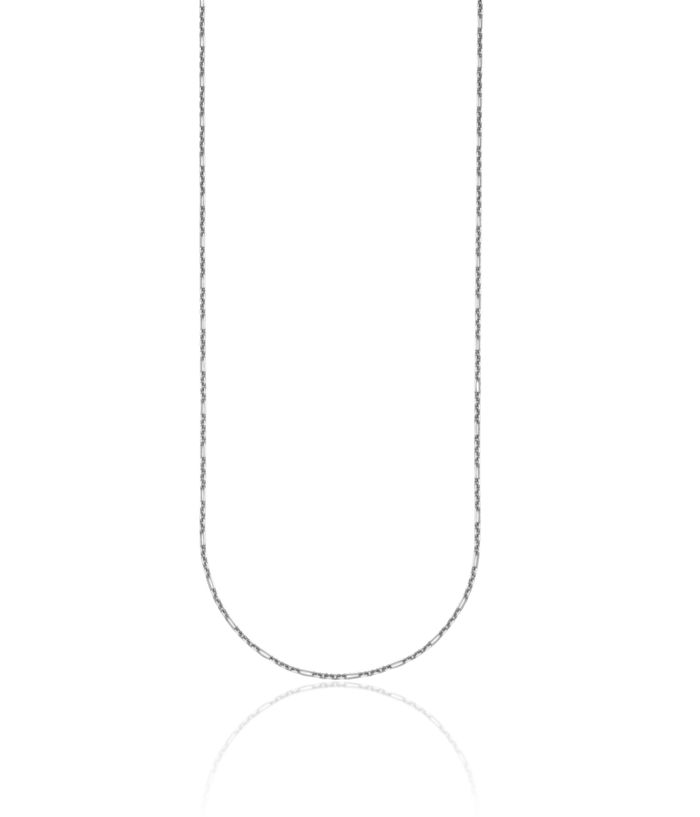 14K Solid White Gold 1.4mm Figaro Link Chain Necklace