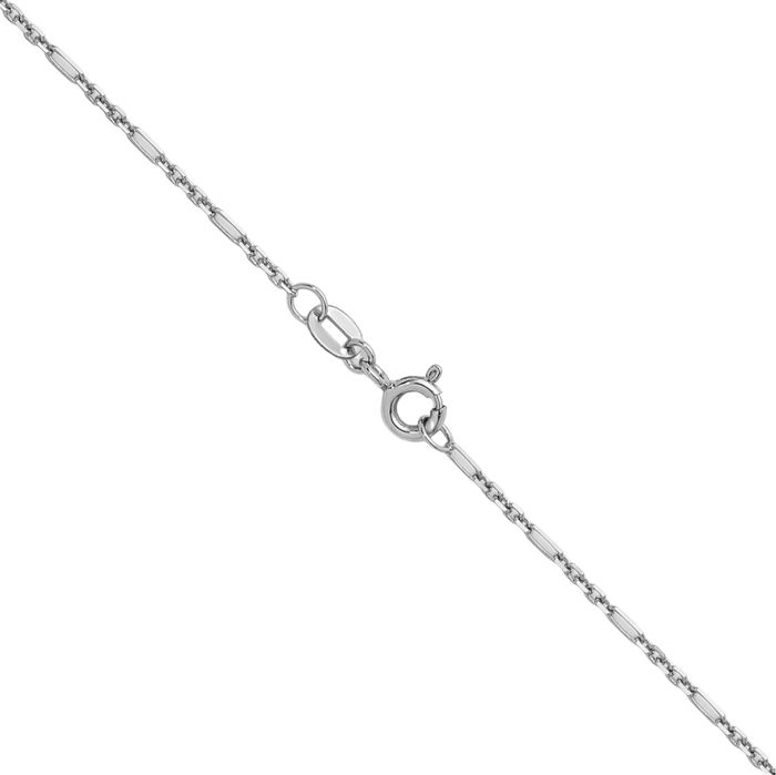 14K Solid White Gold 1.4mm Figaro Link Chain Necklace