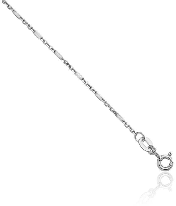 14K Solid White Gold 1.4mm Figaro Link Chain Necklace