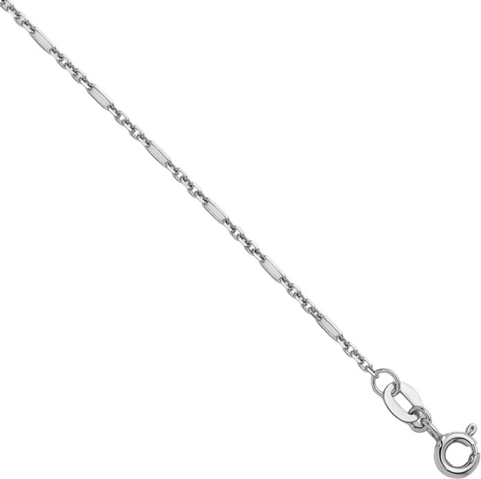 14K Solid White Gold 1.4mm Figaro Link Chain Necklace