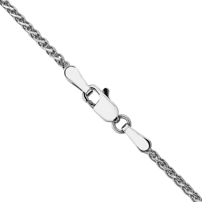 14K Solid White Gold 1.4mm Spiga Wheat Link Chain Necklace