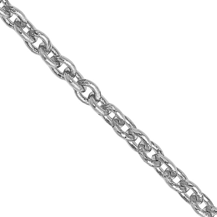 14K Solid White Gold 1.4mm Forzantine Cable Rolo Link Chain Belcher Necklace