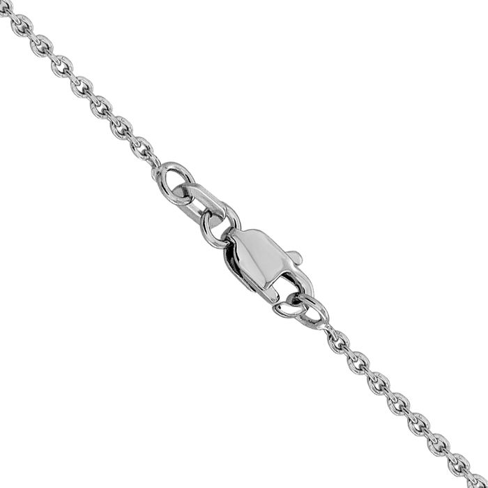 14K Solid White Gold 1.4mm Forzantine Cable Rolo Link Chain Belcher Necklace