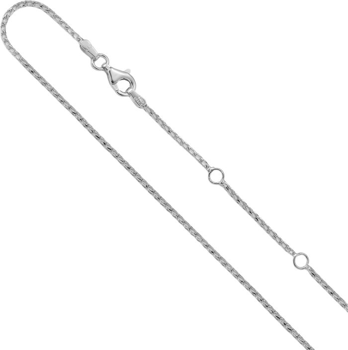 14K Solid White Gold 1.4mm Franco Adjustable Chain Necklace