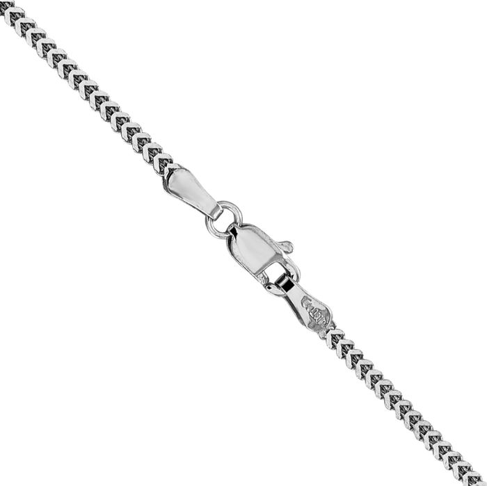 14K Solid White Gold 1.4mm Franco Link Chain Necklace