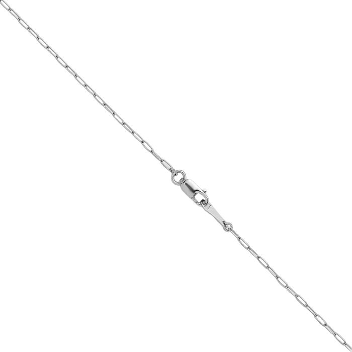 14K Solid White Gold 1.4mm Oval Cable Rolo Link Chain Belcher Necklace