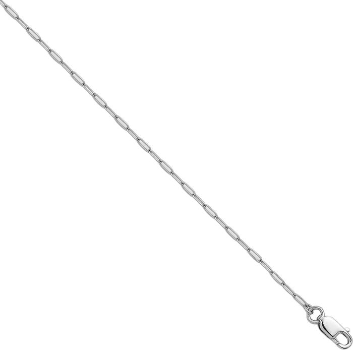 14K Solid White Gold 1.4mm Oval Cable Rolo Link Chain Belcher Necklace