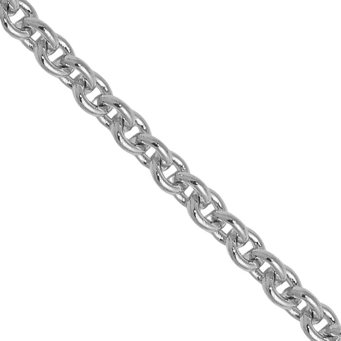 14K Solid White Gold 1.4mm Round Cable Rolo Link Chain Belcher Necklace