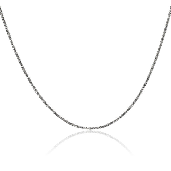 14K Solid White Gold 1.4mm Round Cable Rolo Link Chain Belcher Necklace