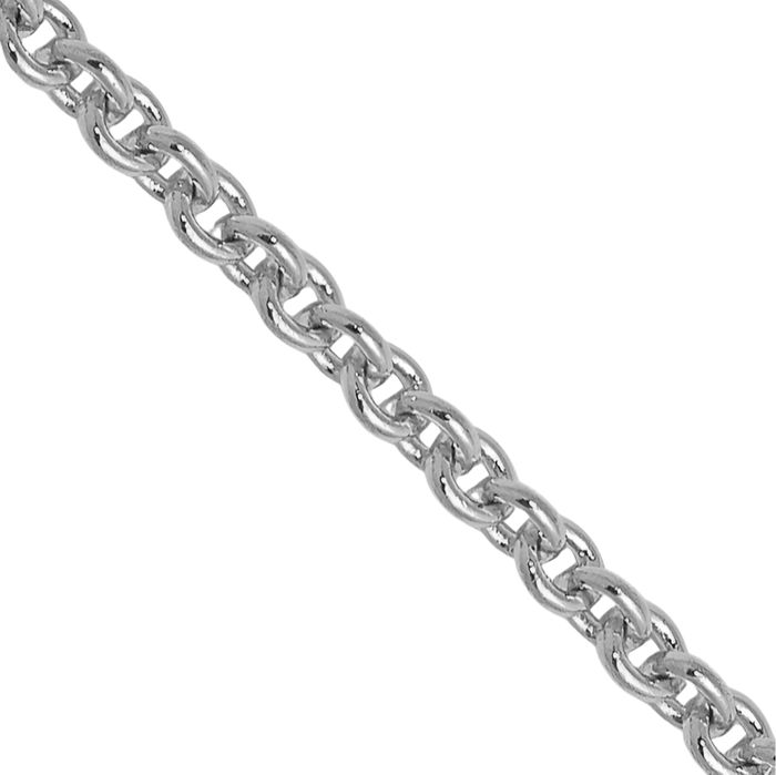 14K Solid White Gold 1.4mm Round Cable Rolo Link Chain Belcher Necklace