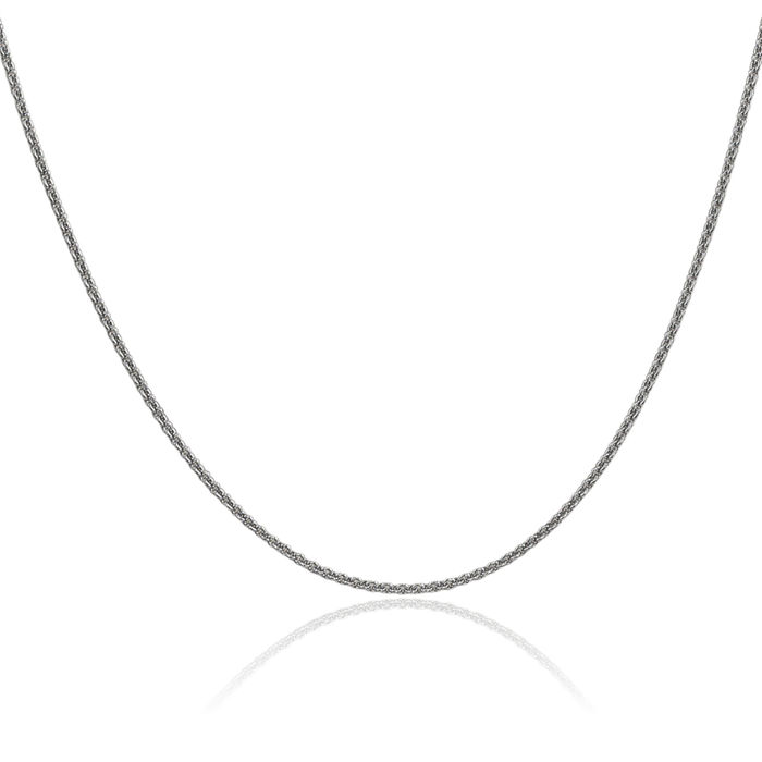 14K Solid White Gold 1.4mm Round Cable Rolo Link Chain Belcher Necklace