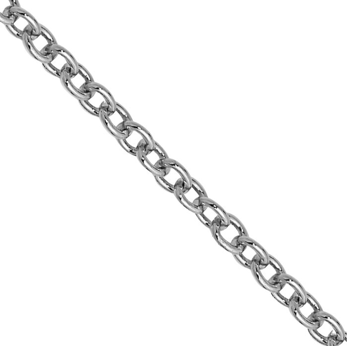 14K Solid White Gold 1.4mm Round Wide Cable Rolo Link Chain Belcher Necklace