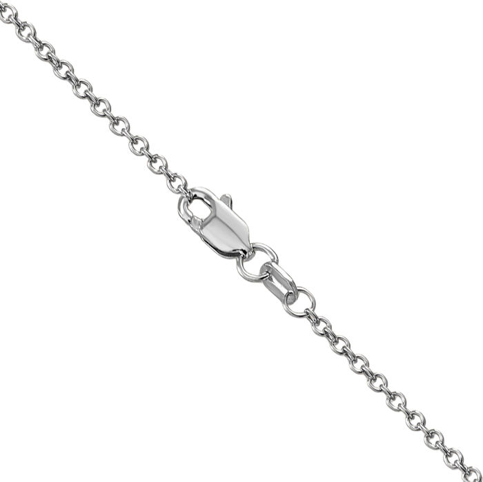 14K Solid White Gold 1.4mm Round Wide Cable Rolo Link Chain Belcher Necklace