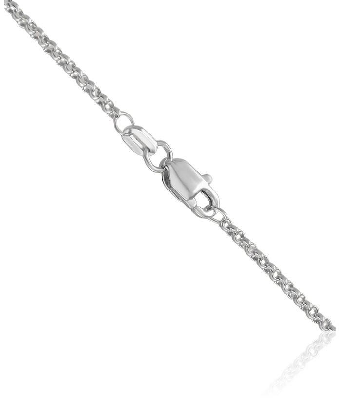 14K Solid White Gold 1.55mm Cable Rolo Link Chain Belcher Necklace