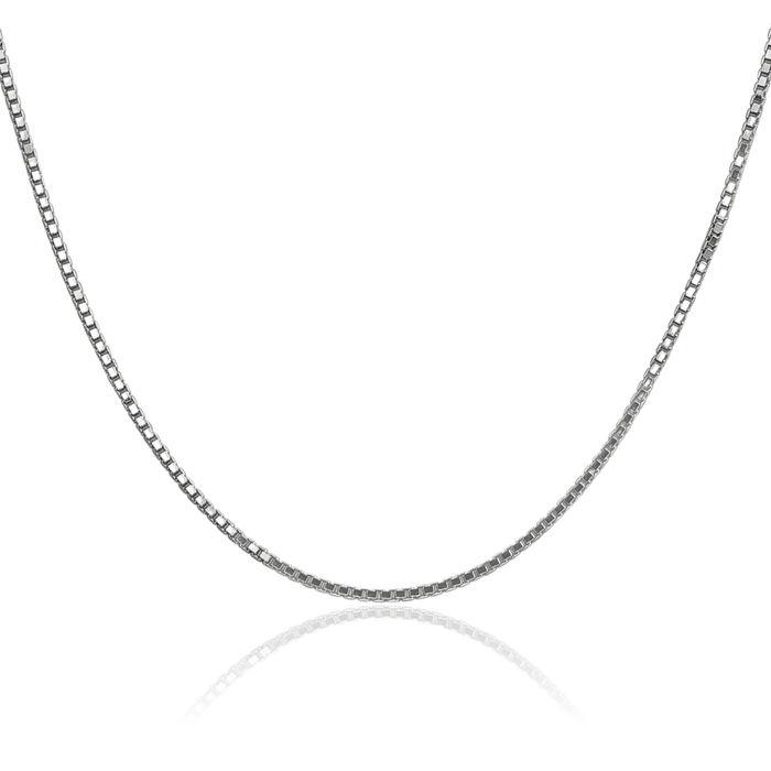 14K Solid White Gold 1.5mm Box Link Chain Necklace