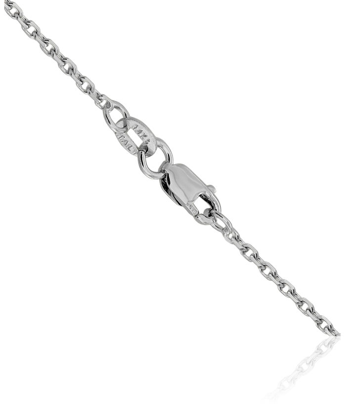 14K Solid White Gold 1.5mm Cable Rolo Link Chain Belcher Necklace