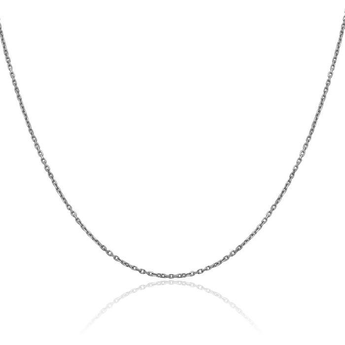 14K Solid White Gold 1.5mm Cable Rolo Link Chain Belcher Necklace