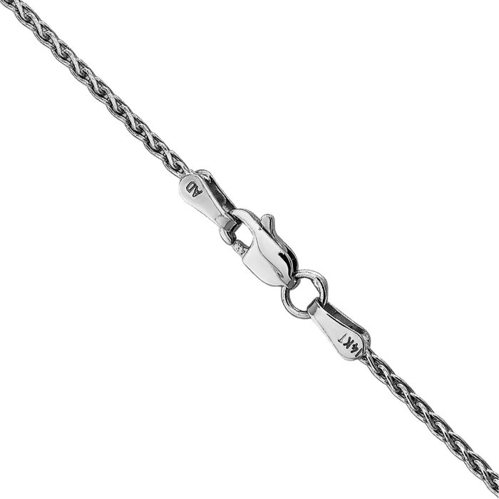 14K Solid White Gold 1.5mm Parisian Spiga Wheat Link Chain Necklace