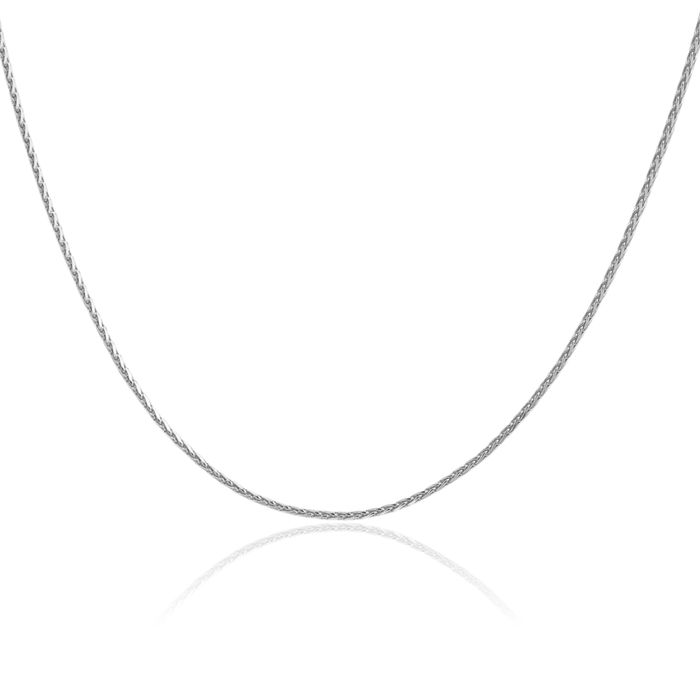 14K Solid White Gold 1.5mm Parisian Spiga Wheat Link Chain Necklace