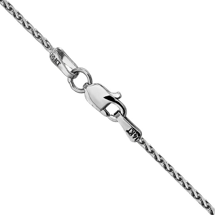 14K Solid White Gold 1.5mm Parisian Spiga Wheat Link Chain Necklace